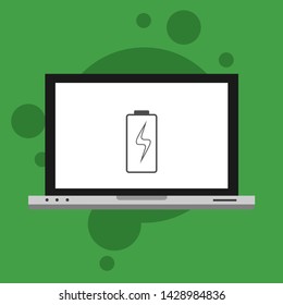 Battery charging flat web icon. Vector illustration