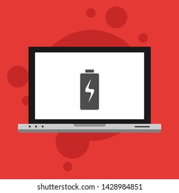 Battery charging flat web icon. Vector illustration