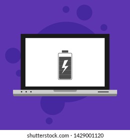 Battery charging flat web icon. Vector illustration