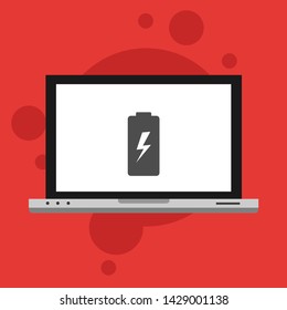Battery charging flat web icon. Vector illustration