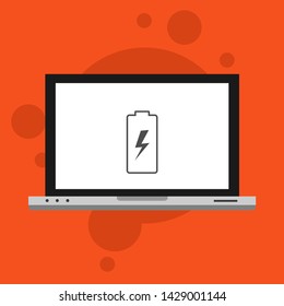 Battery charging flat web icon. Vector illustration