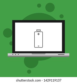 Battery charging flat web icon. Vector illustration