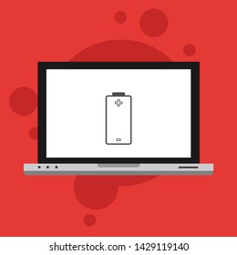 Battery charging flat web icon. Vector illustration