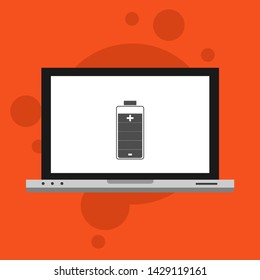 Battery charging flat web icon. Vector illustration