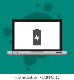 Battery charging flat web icon. Vector illustration