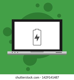 Battery charging flat web icon. Vector illustration