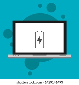 Battery charging flat web icon. Vector illustration