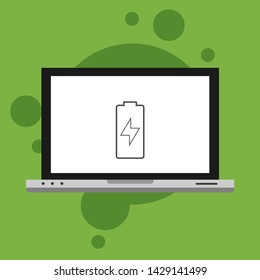 Battery charging flat web icon. Vector illustration