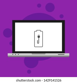 Battery charging flat web icon. Vector illustration