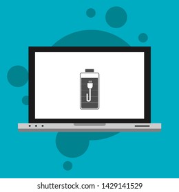 Battery charging flat web icon. Vector illustration