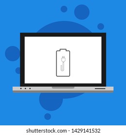 Battery charging flat web icon. Vector illustration