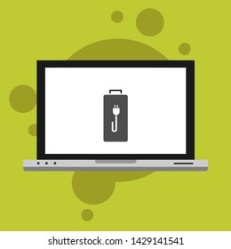 Battery charging flat web icon. Vector illustration
