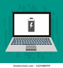 Battery charging flat web icon. Vector illustration