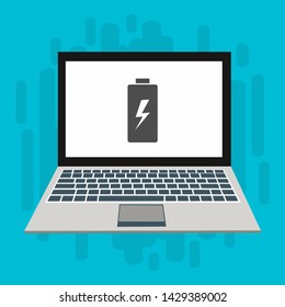 Battery charging flat web icon. Vector illustration