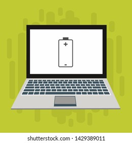 Battery charging flat web icon. Vector illustration