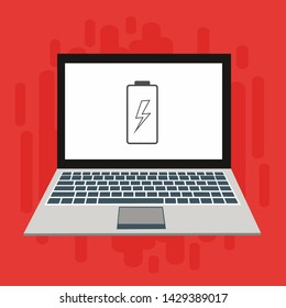 Battery charging flat web icon. Vector illustration