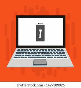 Battery charging flat web icon. Vector illustration
