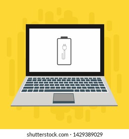 Battery charging flat web icon. Vector illustration