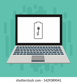 Battery charging flat web icon. Vector illustration