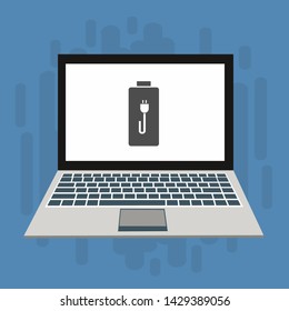 Battery charging flat web icon. Vector illustration