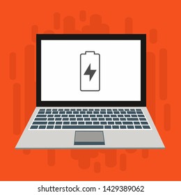 Battery charging flat web icon. Vector illustration