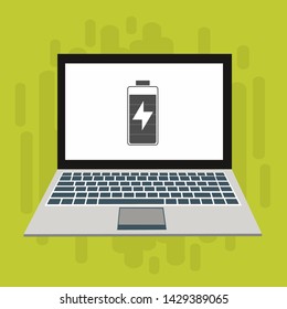 Battery charging flat web icon. Vector illustration