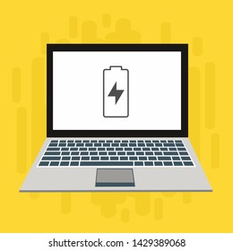 Battery charging flat web icon. Vector illustration