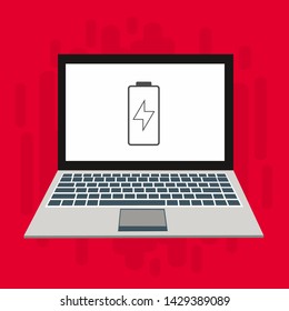 Battery charging flat web icon. Vector illustration