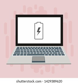Battery charging flat web icon. Vector illustration