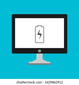 Battery charging flat web icon. Vector illustration