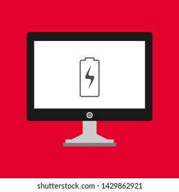 Battery charging flat web icon. Vector illustration