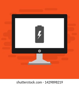 Battery charging flat web icon. Vector illustration