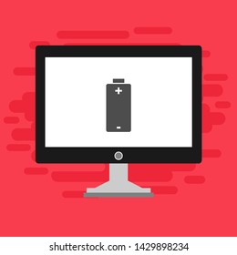 Battery charging flat web icon. Vector illustration