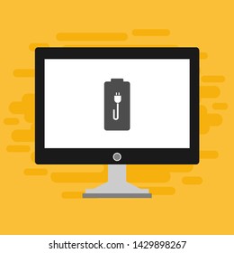 Battery charging flat web icon. Vector illustration