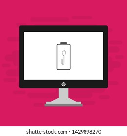 Battery charging flat web icon. Vector illustration
