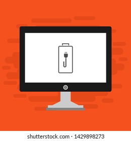 Battery charging flat web icon. Vector illustration