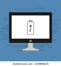 Battery charging flat web icon. Vector illustration