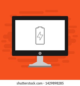 Battery charging flat web icon. Vector illustration