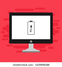 Battery charging flat web icon. Vector illustration