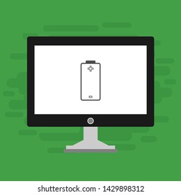 Battery charging flat web icon. Vector illustration