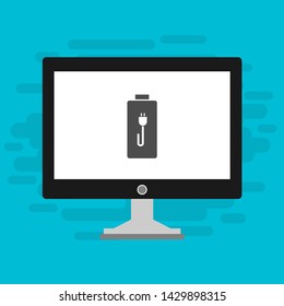 Battery charging flat web icon. Vector illustration