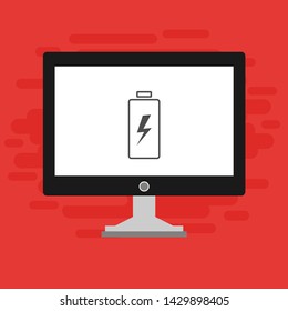 Battery charging flat web icon. Vector illustration