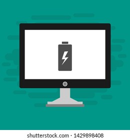 Battery charging flat web icon. Vector illustration