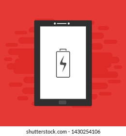 Battery charging flat web icon. Vector illustration
