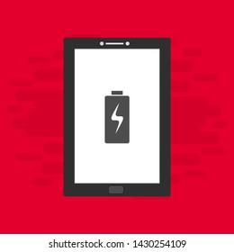 Battery charging flat web icon. Vector illustration