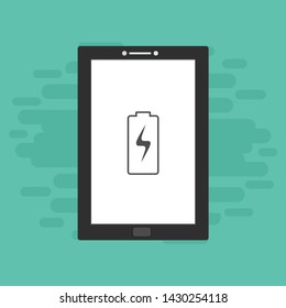 Battery charging flat web icon. Vector illustration