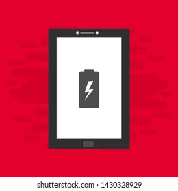 Battery charging flat web icon. Vector illustration