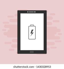Battery charging flat web icon. Vector illustration