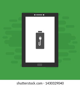 Battery charging flat web icon. Vector illustration