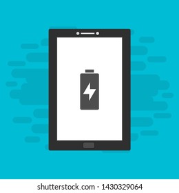 Battery charging flat web icon. Vector illustration